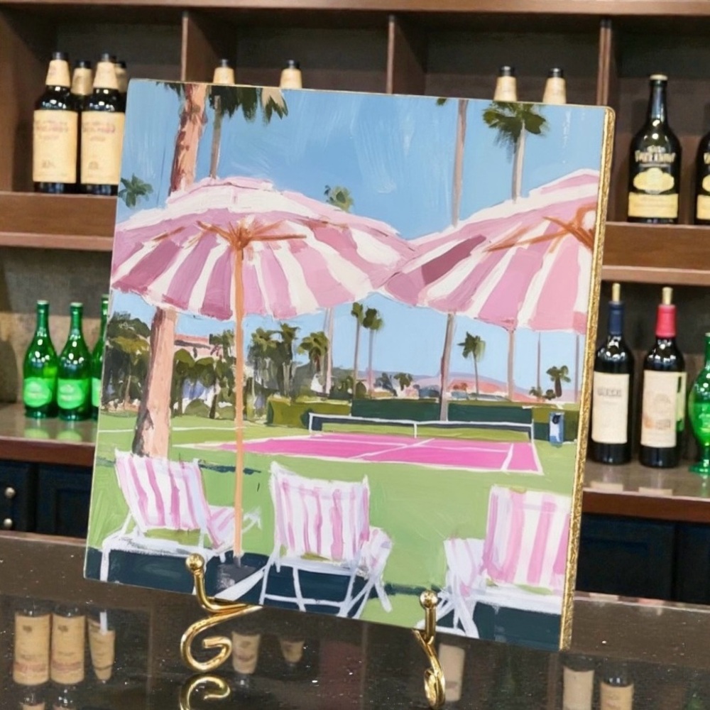 Hand Crafted Paradise is Served Decorative Ceramic Tile 6 x 6 Pink